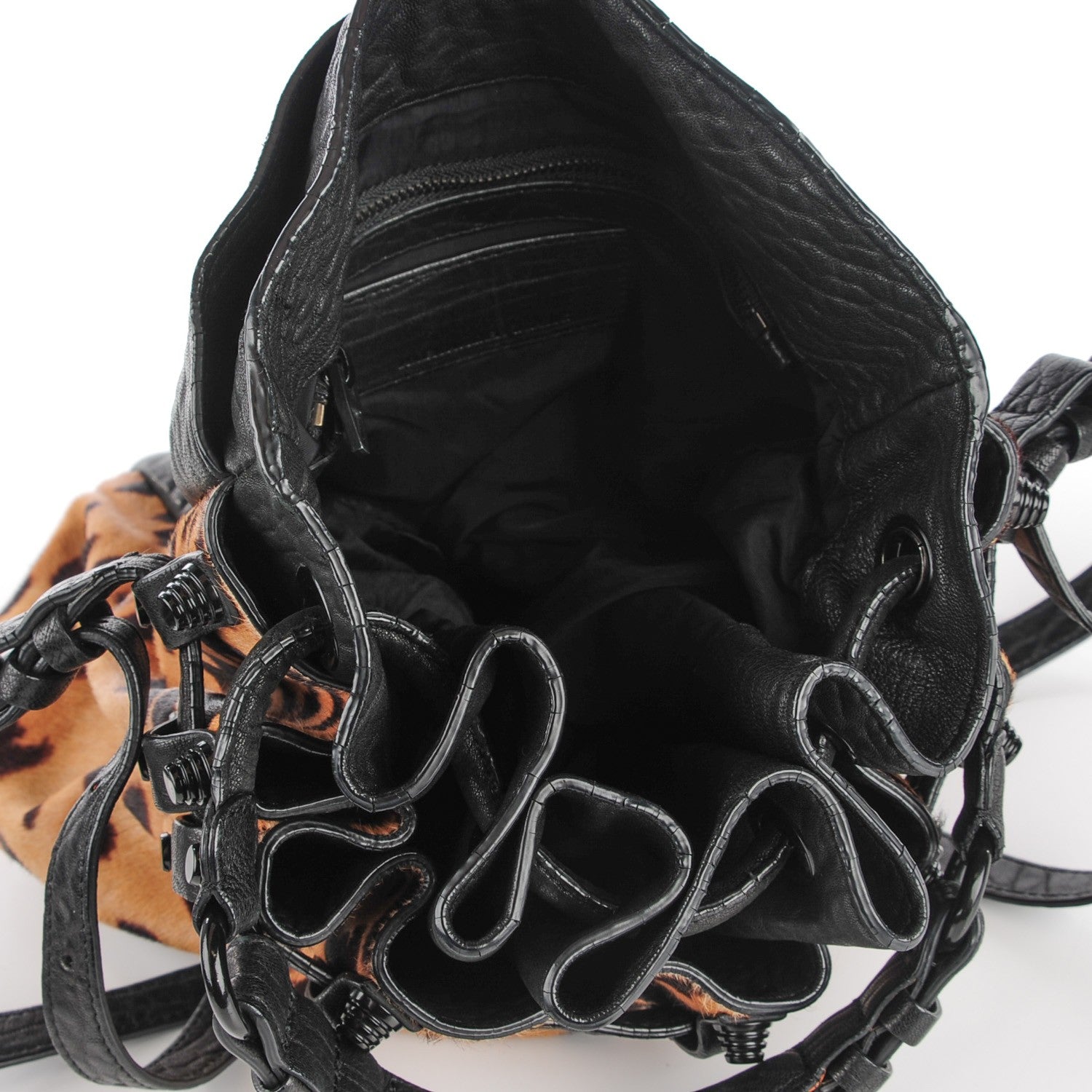 Alexander Wang Pebbled Lambskin Pony Hair Leopard Diego Bag Black 6 of 7