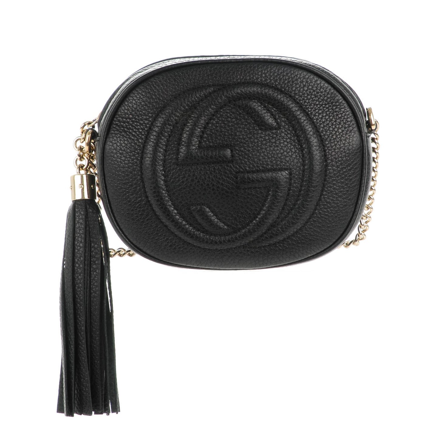 Pebbled Calfskin Mini Soho Chain Bag Black