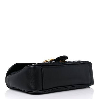 Gucci Calfskin Matelasse Small GG Marmont Shoulder Bag Black 4 of 14