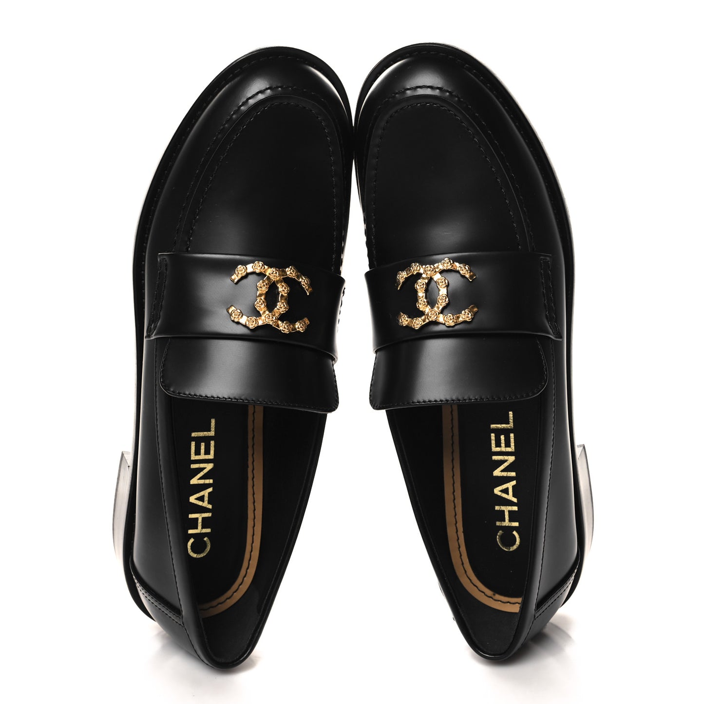 Calfskin Camellia CC Loafers 40 Black