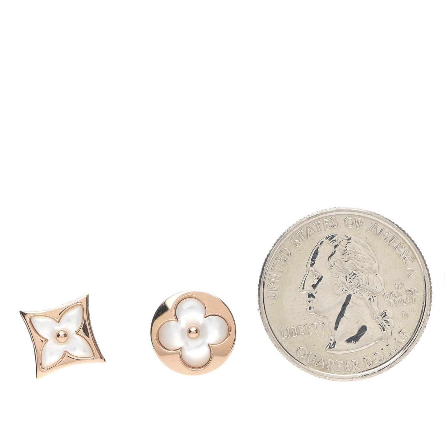 18K Pink Gold Mother of Pearl Color Blossom Star & Sun Stud Earrings