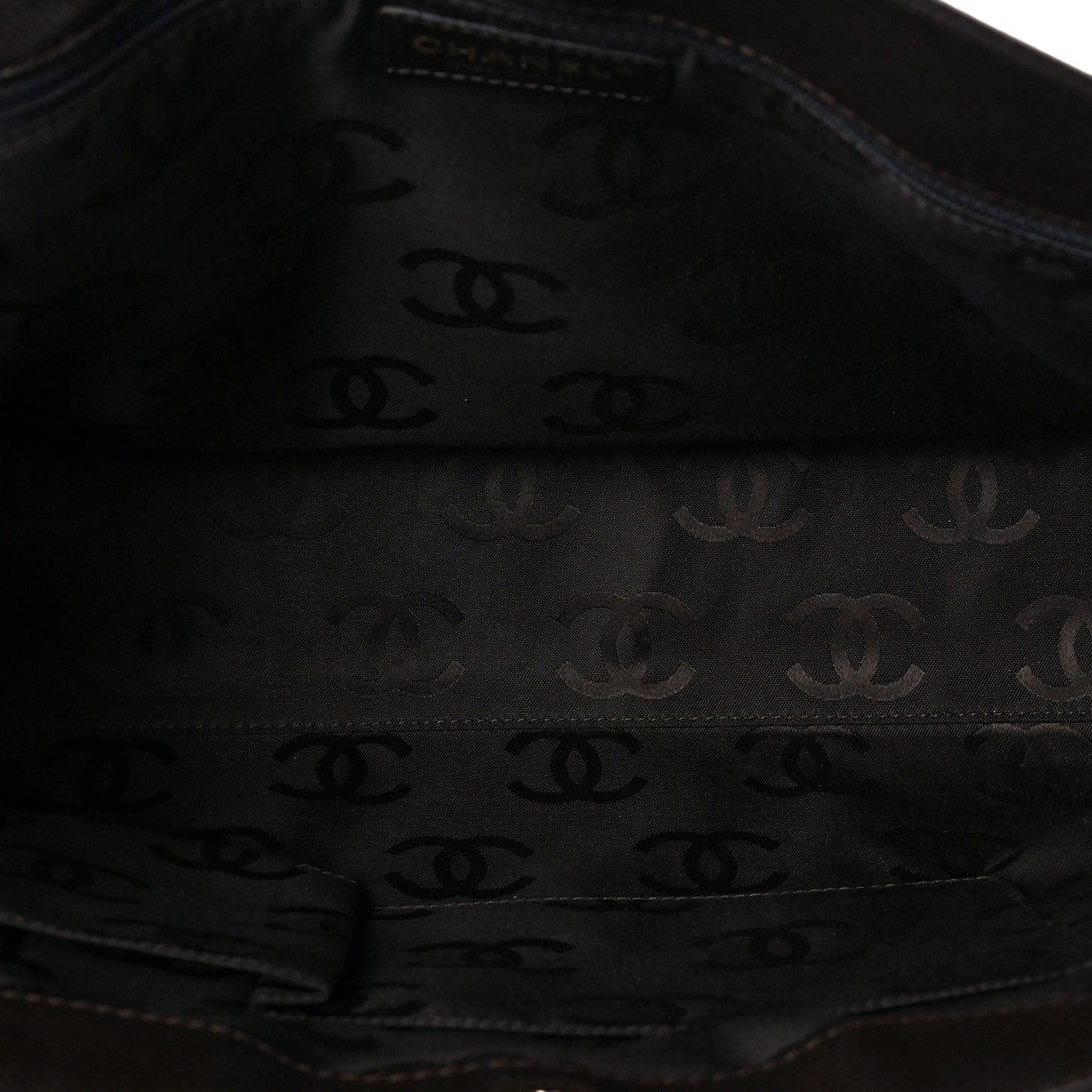 Caviar Quilted Shopping Tote Dark Brown