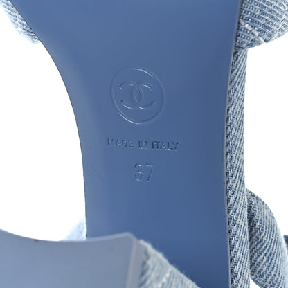 Chanel Denim Quilted Sandals 37 Blue 8 of 9