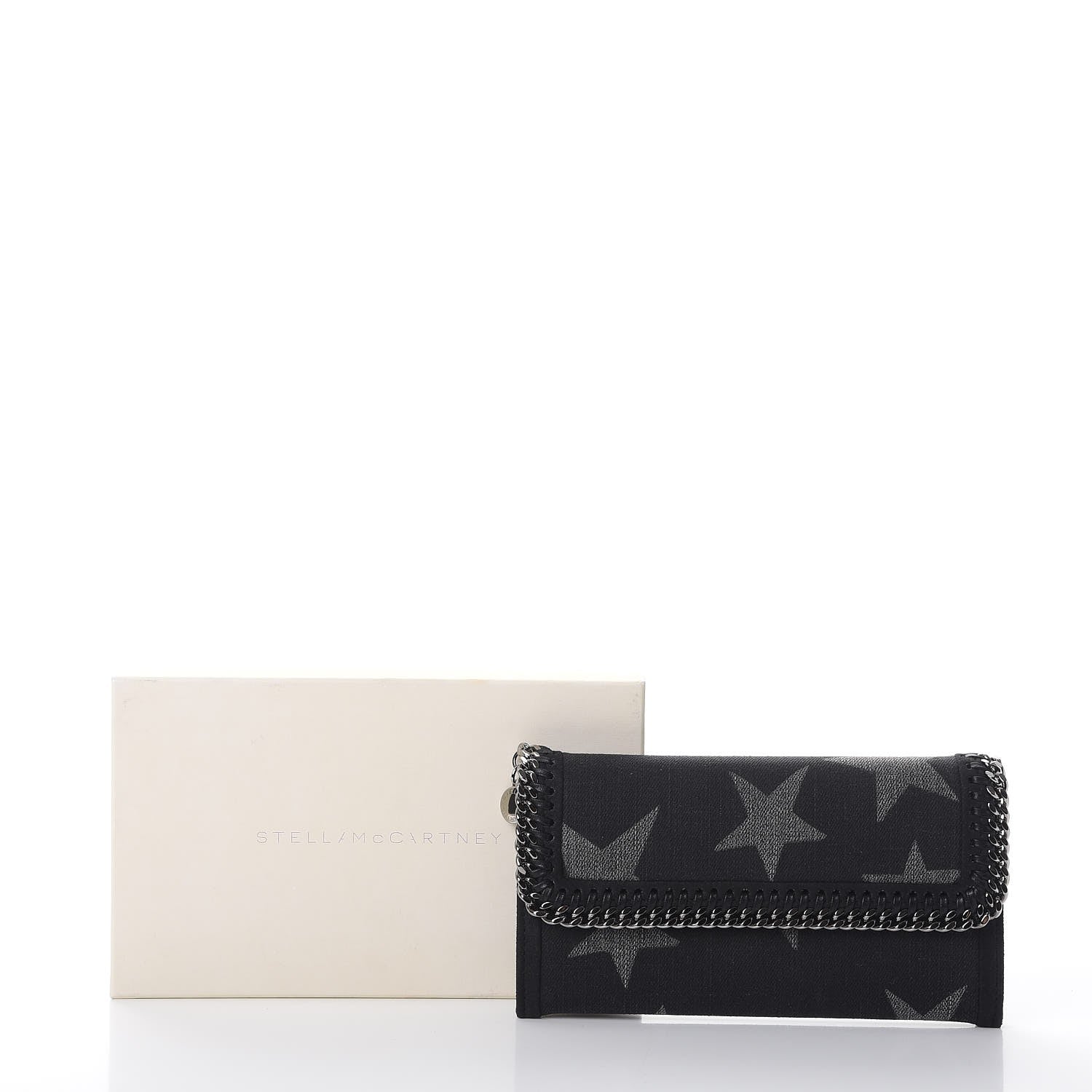 Stella McCartney Denim Star Print Falabella Continental Flap Wallet Black 8 of 8