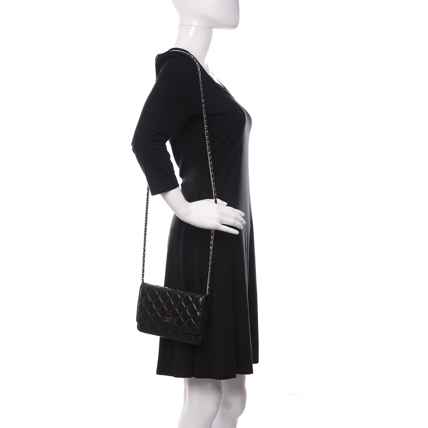 Chanel Lambskin Quilted Wallet On Chain WOC Black 2 of 11