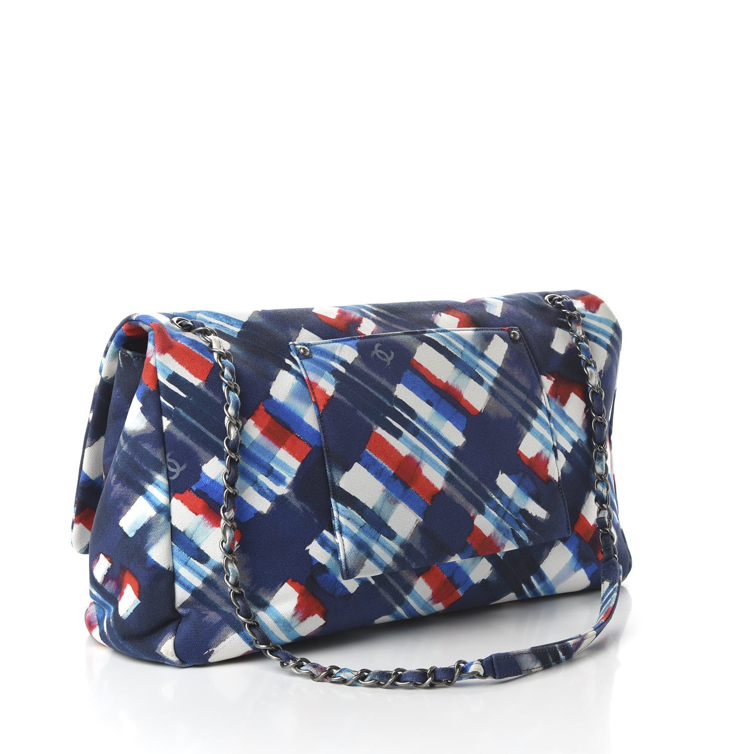 Chanel Canvas Airline Printed XXL Travel Flap Bag Blue Red White 3 of 10