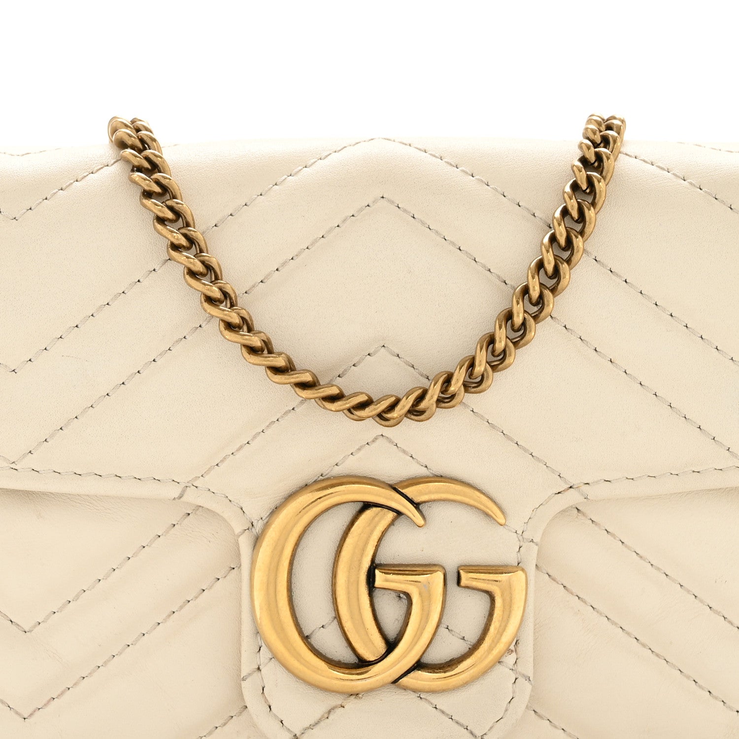 Gucci Calfskin Matelasse Super Mini GG Marmont Shoulder Bag White 8 of 15