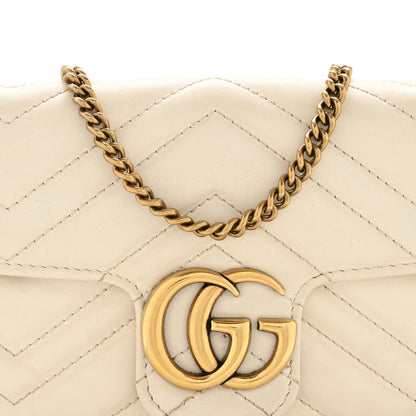 Gucci Calfskin Matelasse Super Mini GG Marmont Shoulder Bag White 8 of 15