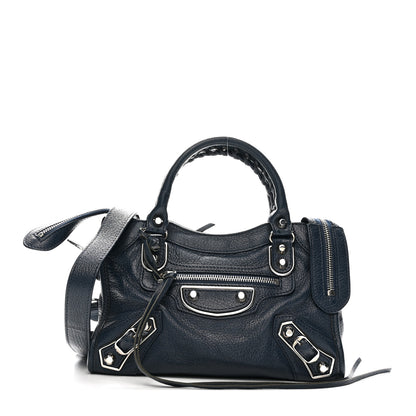 Balenciaga Chevre Silver Metallic Edge Hardware Mini City Bleu de Minuit 1 of 13