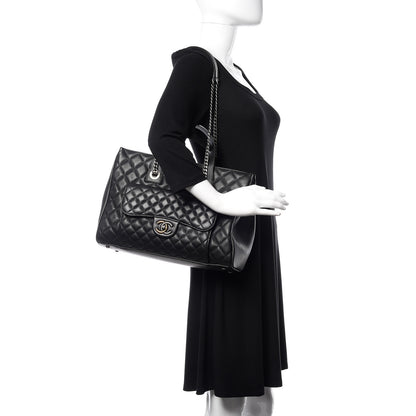 Chanel Metallic Grained Calfskin Quilted Large Casual Pocket Tote Black 2 of 10