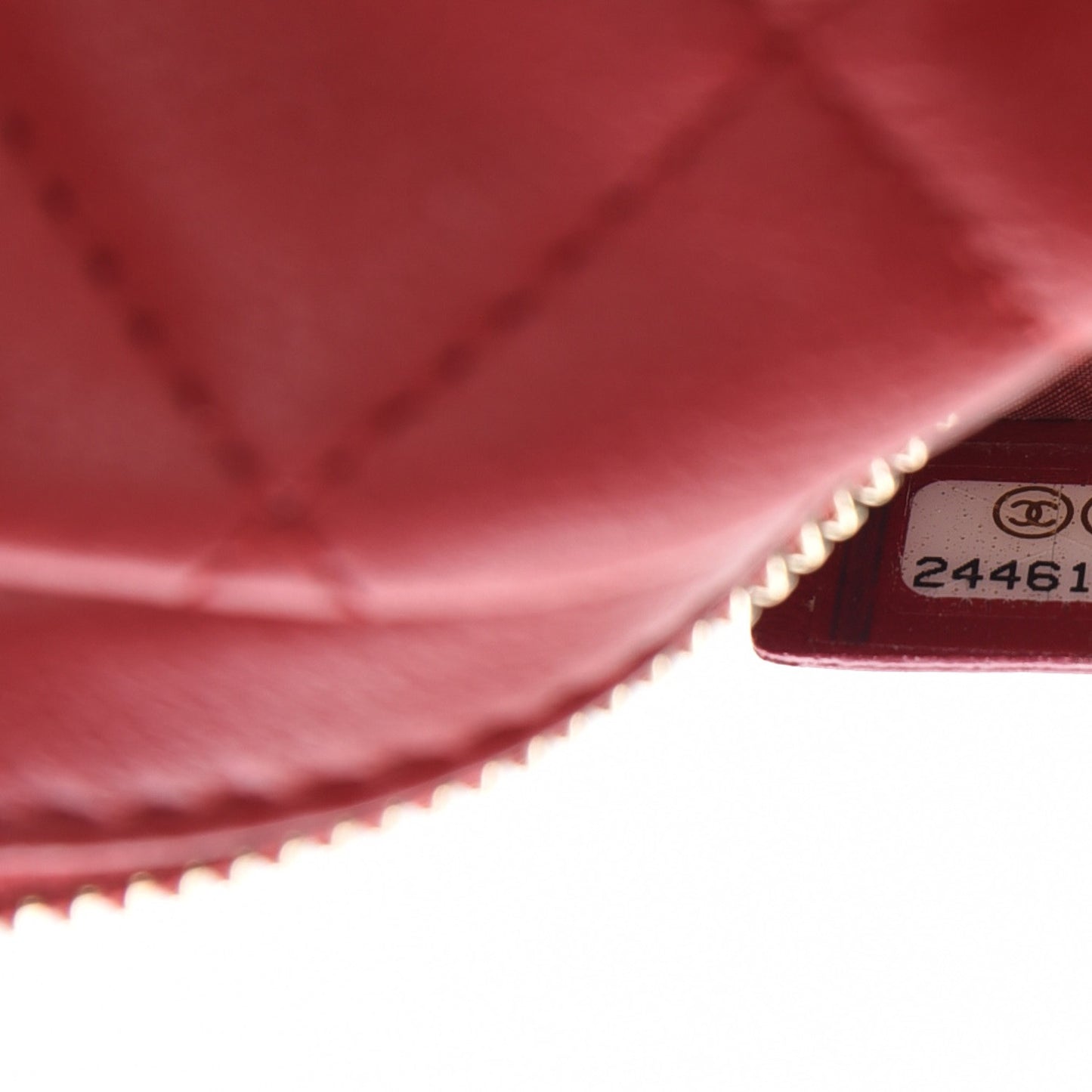 Caviar Quilted Small Curvy Pouch Cosmetic Case Dark Red