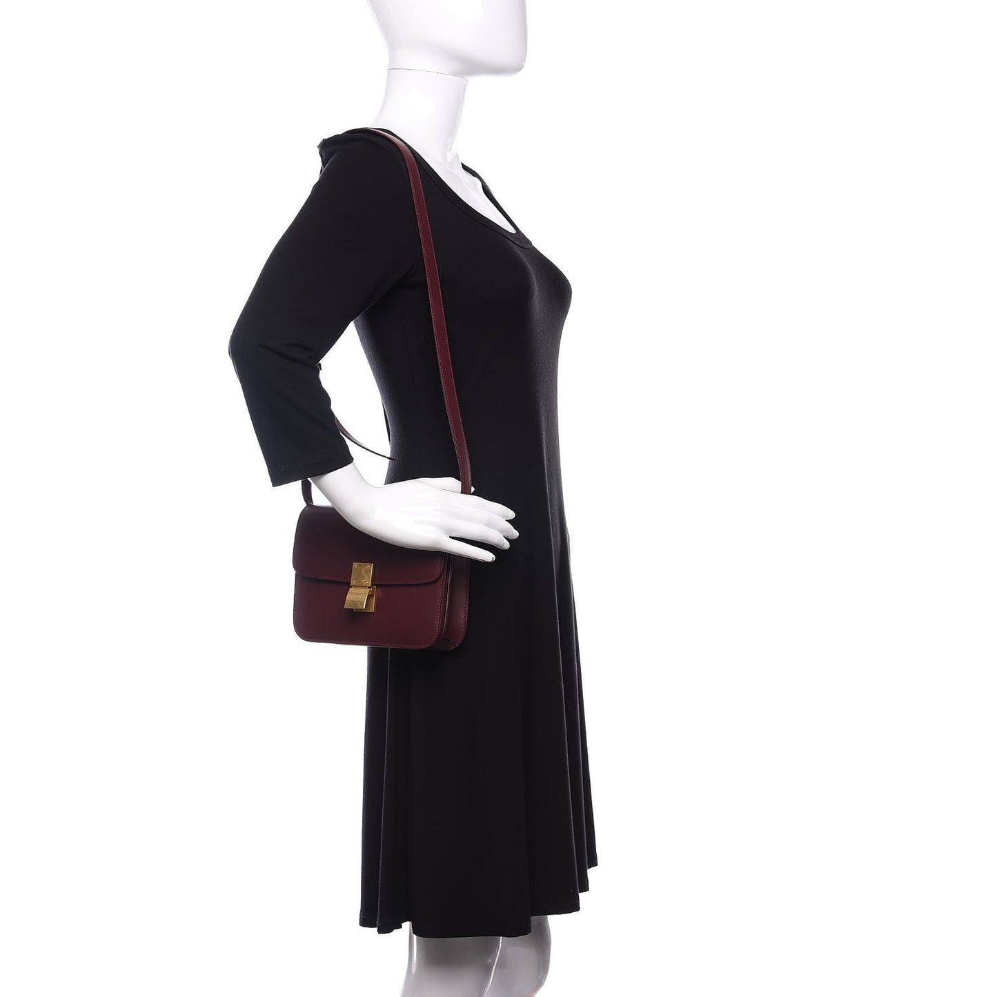 Box Calfskin Teen Classic Box Flap Bag Burgundy