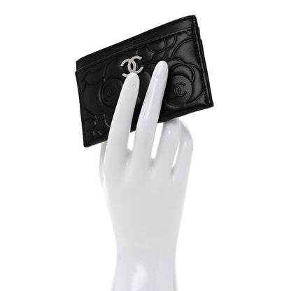 Chanel Lambskin Camellia Embossed Card Holder Black 2 of 10