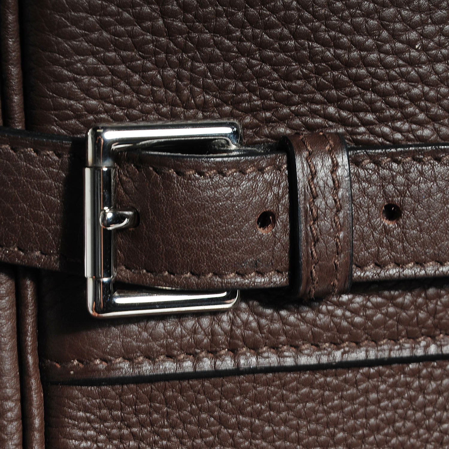 Hermes Taurillon Clemence Shoulder Atlas Chocolate 11 of 12