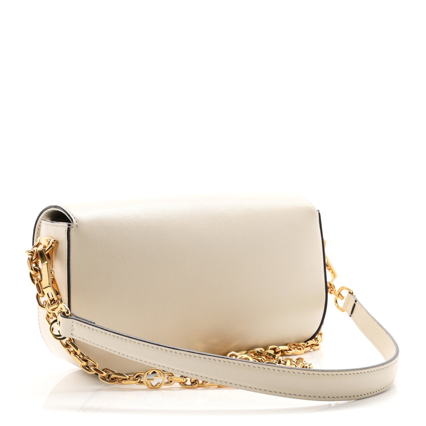 Azalea Calfskin Crystal Small Horsebit 1955 Chain Shoulder Bag White