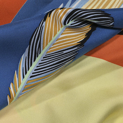Hermes Silk Giant Toucans De Paradis Scarf 140 Bleu Cobalt Orange 7 of 7