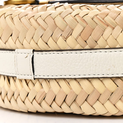 Chloe Raffia Calfskin Marcie Basket Small Marcie Round Crossbody Bag White 10 of 12