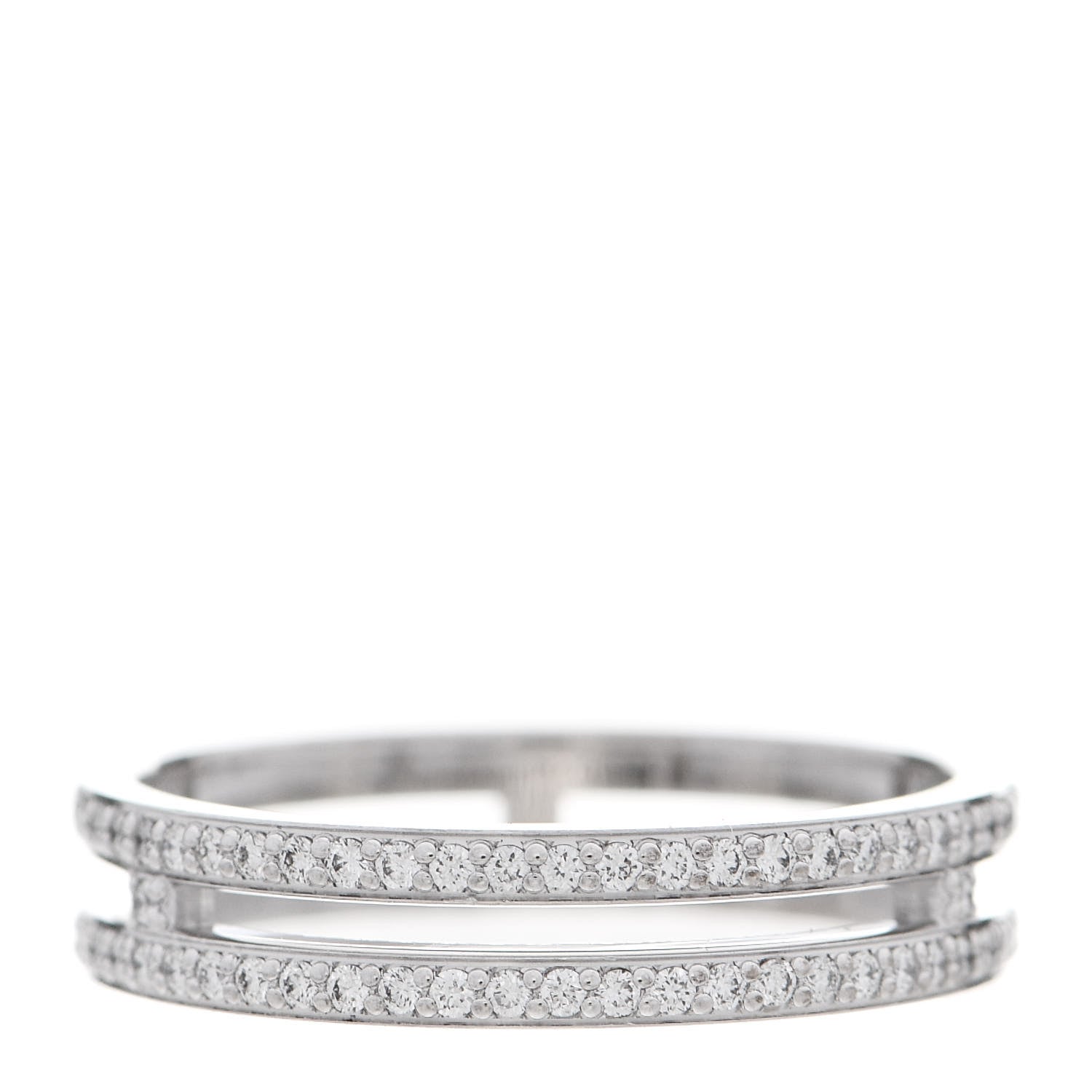 Hermes 18K White Gold Diamond Ariane Wedding Band Ring 47 4.25 3 of 5