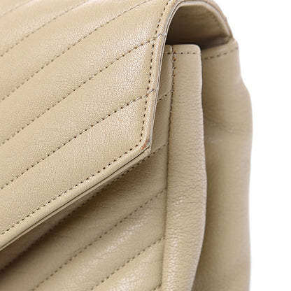 Saint Laurent Sheepskin Matelasse Chevron Monogram Large College Satchel Beige 12 of 14