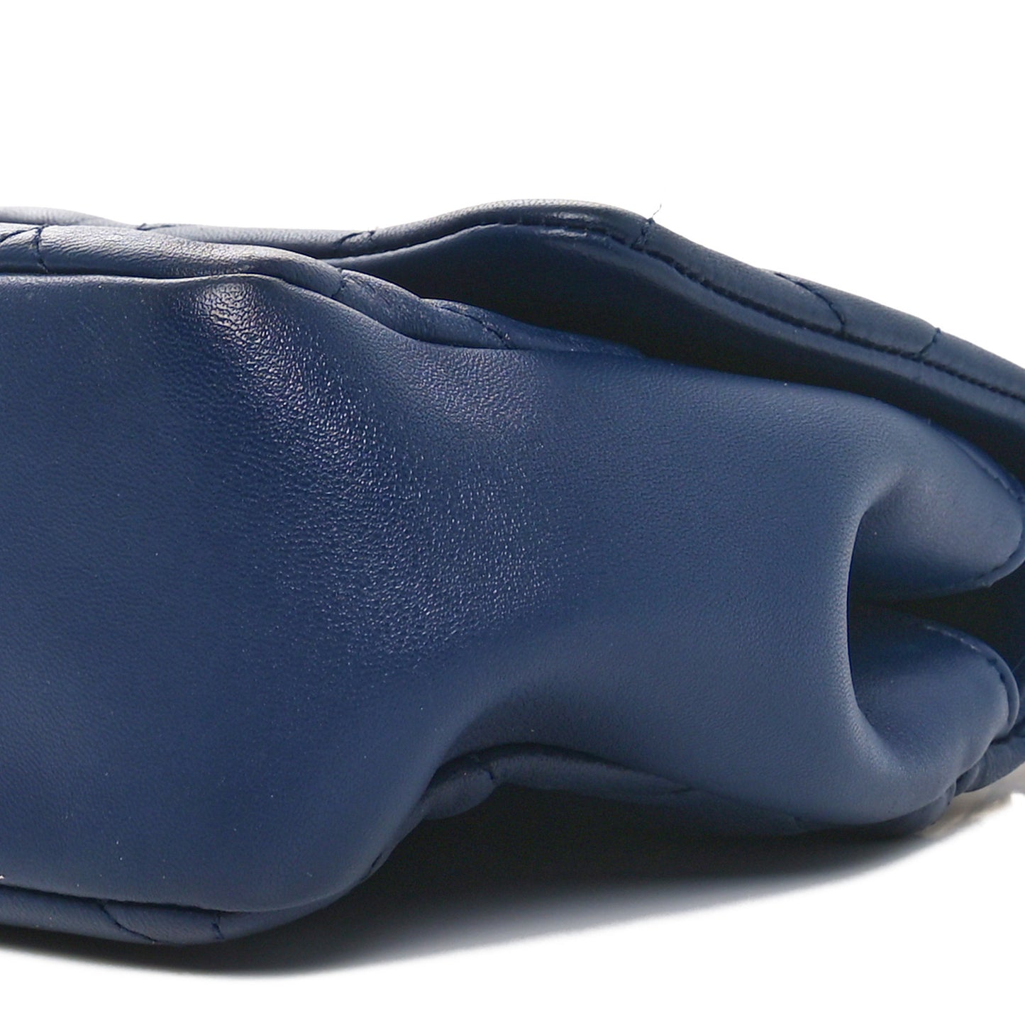 Lambskin Quilted Resin Bi-Color Chain Flap Bag Navy