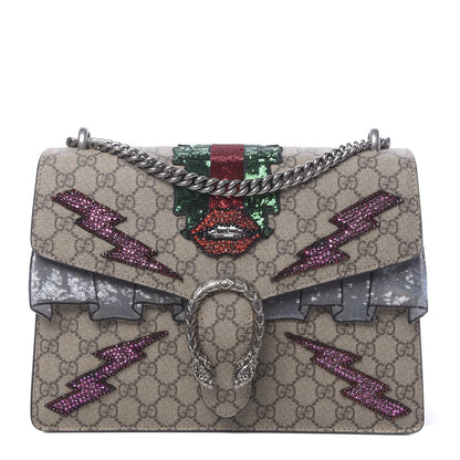 Gucci GG Supreme Monogram Lightning Embroidered Medium Dionysus Shoulder Bag Beige 1 of 10