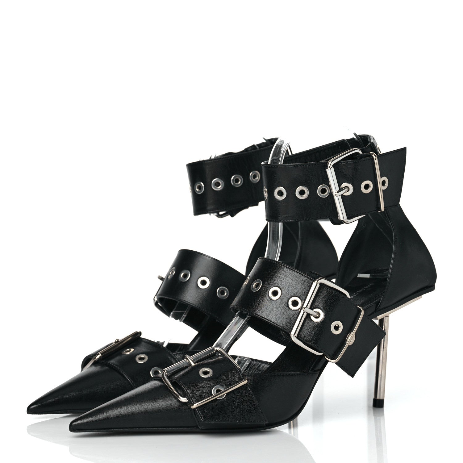 Balenciaga Shiny Kidskin Point Toe Buckle Pumps 38 Black 3 of 7