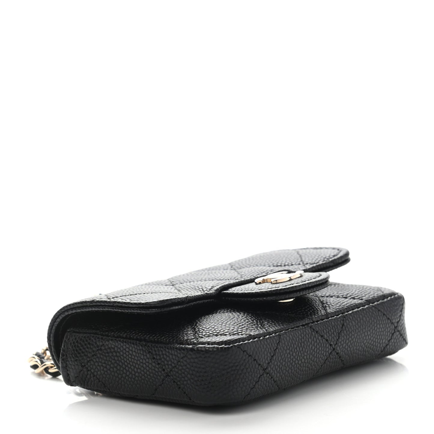 Caviar Quilted Mini Chain Belt Bag Black