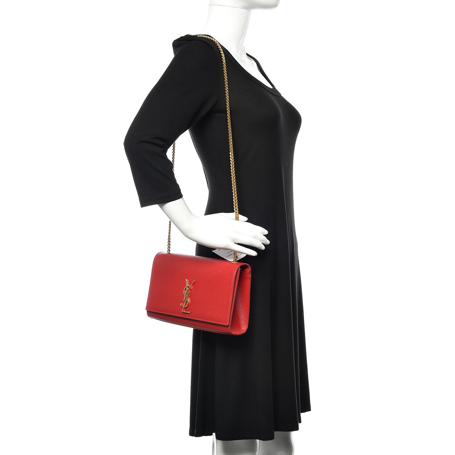 Saint Laurent Grain De Poudre Medium Monogram Kate Satchel Bandana Red 2 of 9