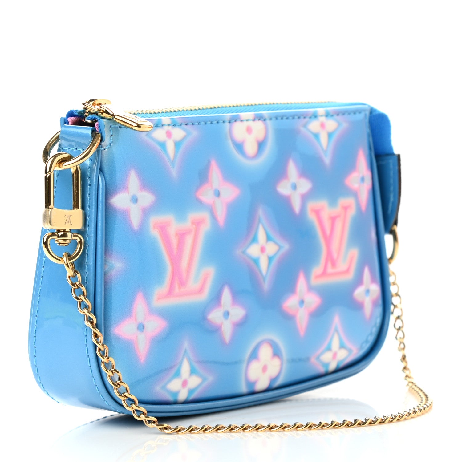 Louis Vuitton Vernis Valentine Mini Pochette Accessories Baby Blue Neon 3 of 7