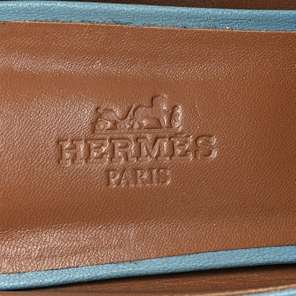 Hermes Goatskin Rivoli Mules 37.5 Bleu Dorset 8 of 8