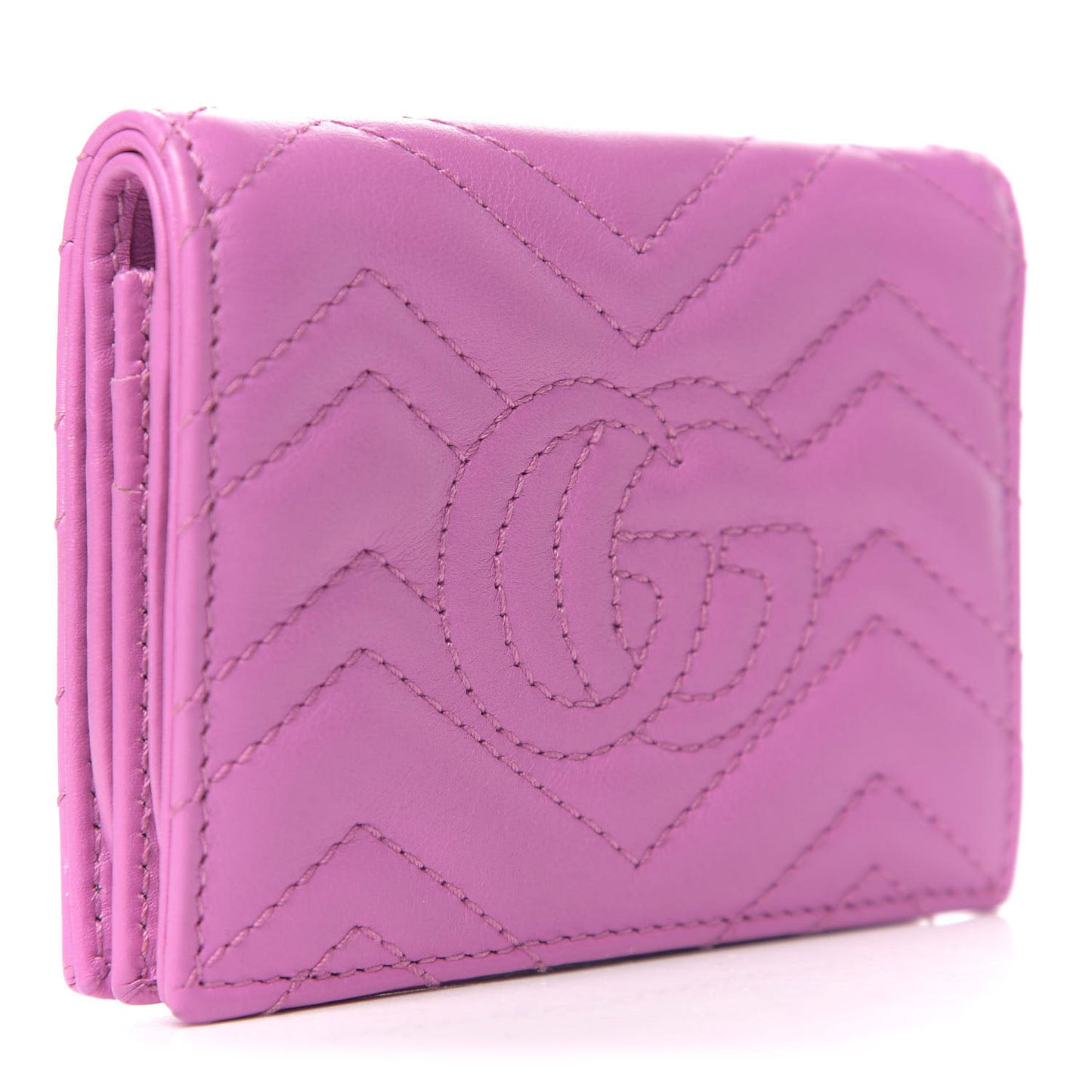 Calfskin Matelasse GG Marmont Card Case Candy Mousse