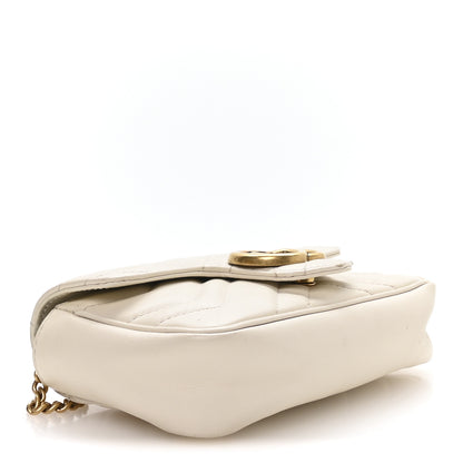 Gucci Calfskin Matelasse Super Mini GG Marmont Shoulder Bag White 4 of 11