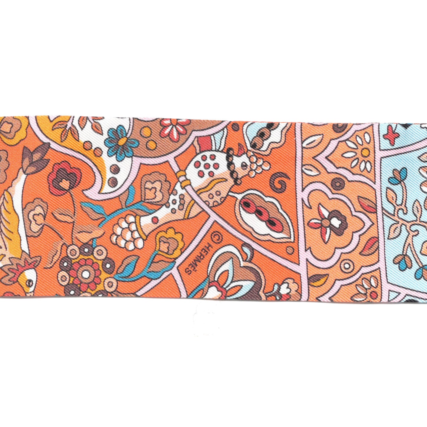 Silk Au Pays Des Oiseaux Fleurs Twilly Orange Brun Saumon