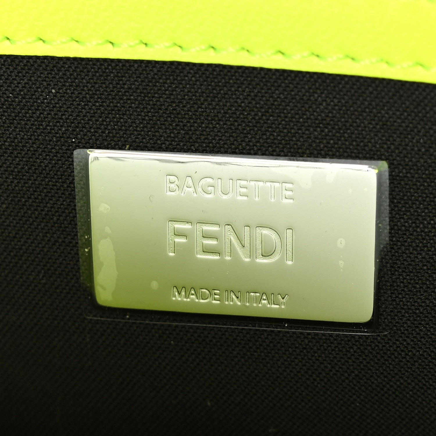 Fendi Nappa FF 1974 Embossed Baguette Yellow Fluo 6 of 10