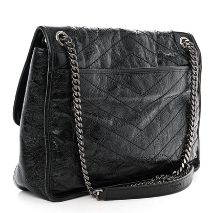 Saint Laurent Crinkled Calfskin Matelasse Monogram Large Niki Chain Satchel Black 3 of 10