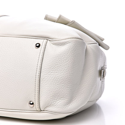 Saint Laurent Calfskin Large Y Bow Tote White 8 of 10