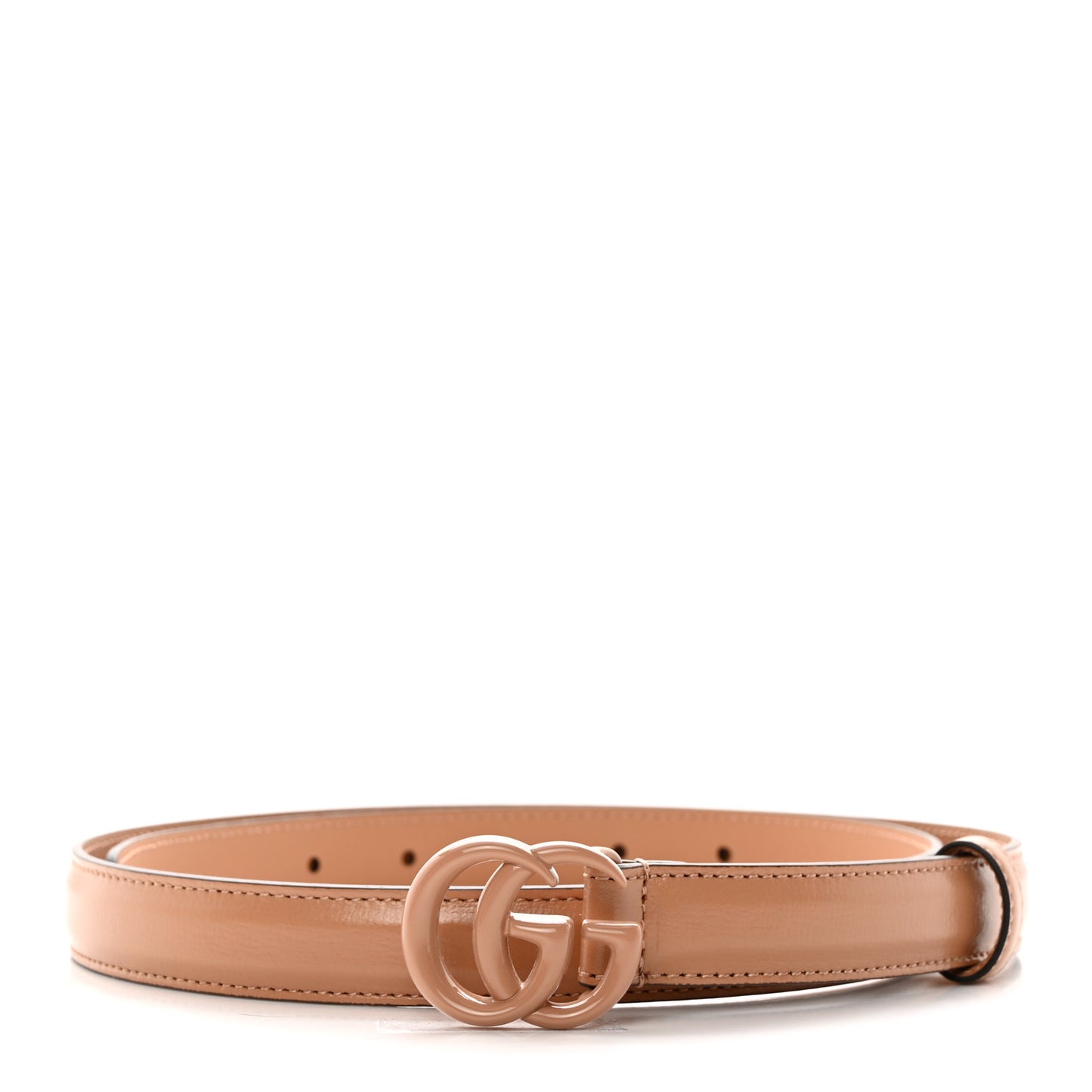 Azalea Calfskin Enamel Monochrome Double G 20mm Belt 85 34 Camelia