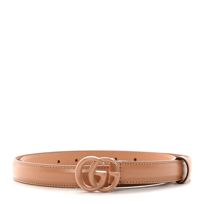 Gucci Azalea Calfskin Enamel Monochrome Double G 20mm Belt 85 34 Camelia 1 of 5