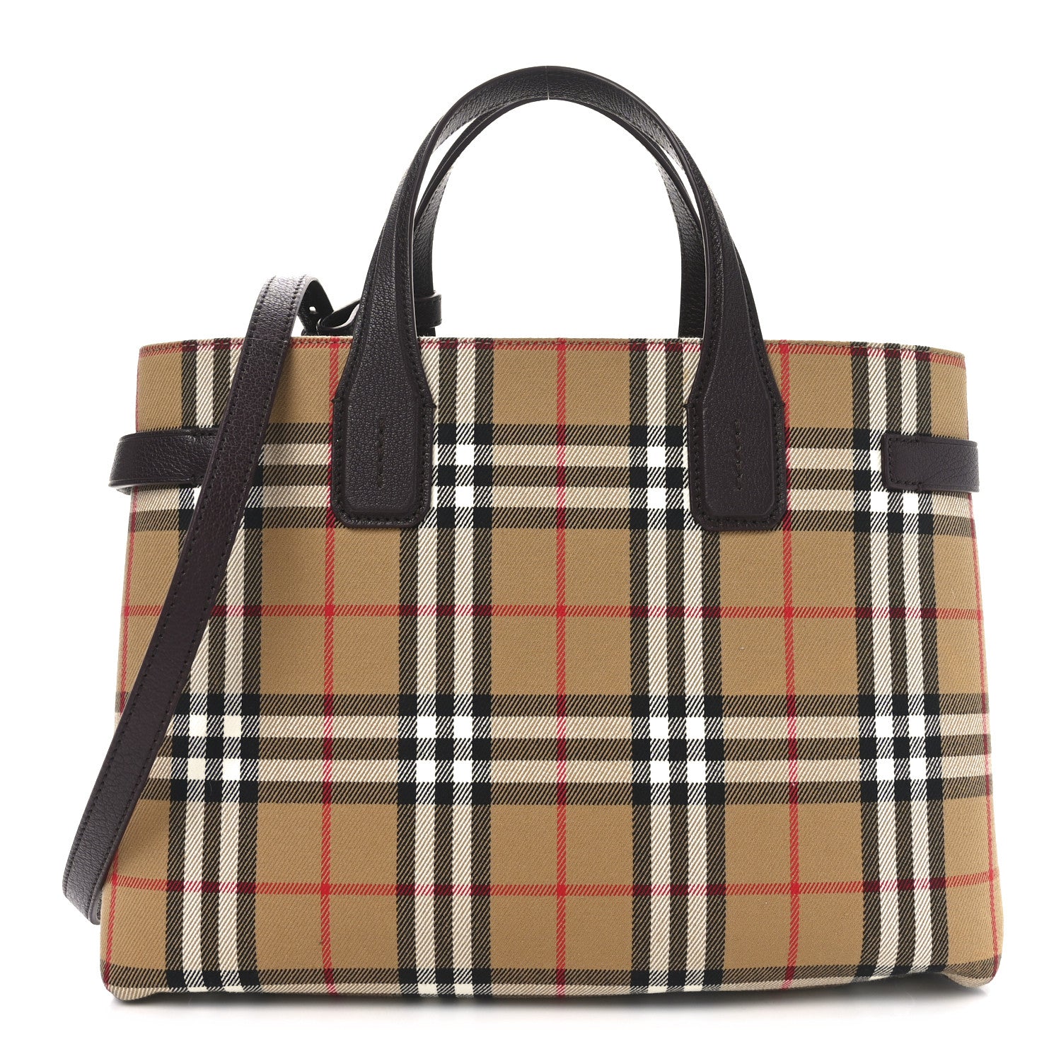 Burberry Goatskin Vintage Check Medium Banner Tote Deep Claret 1 of 10
