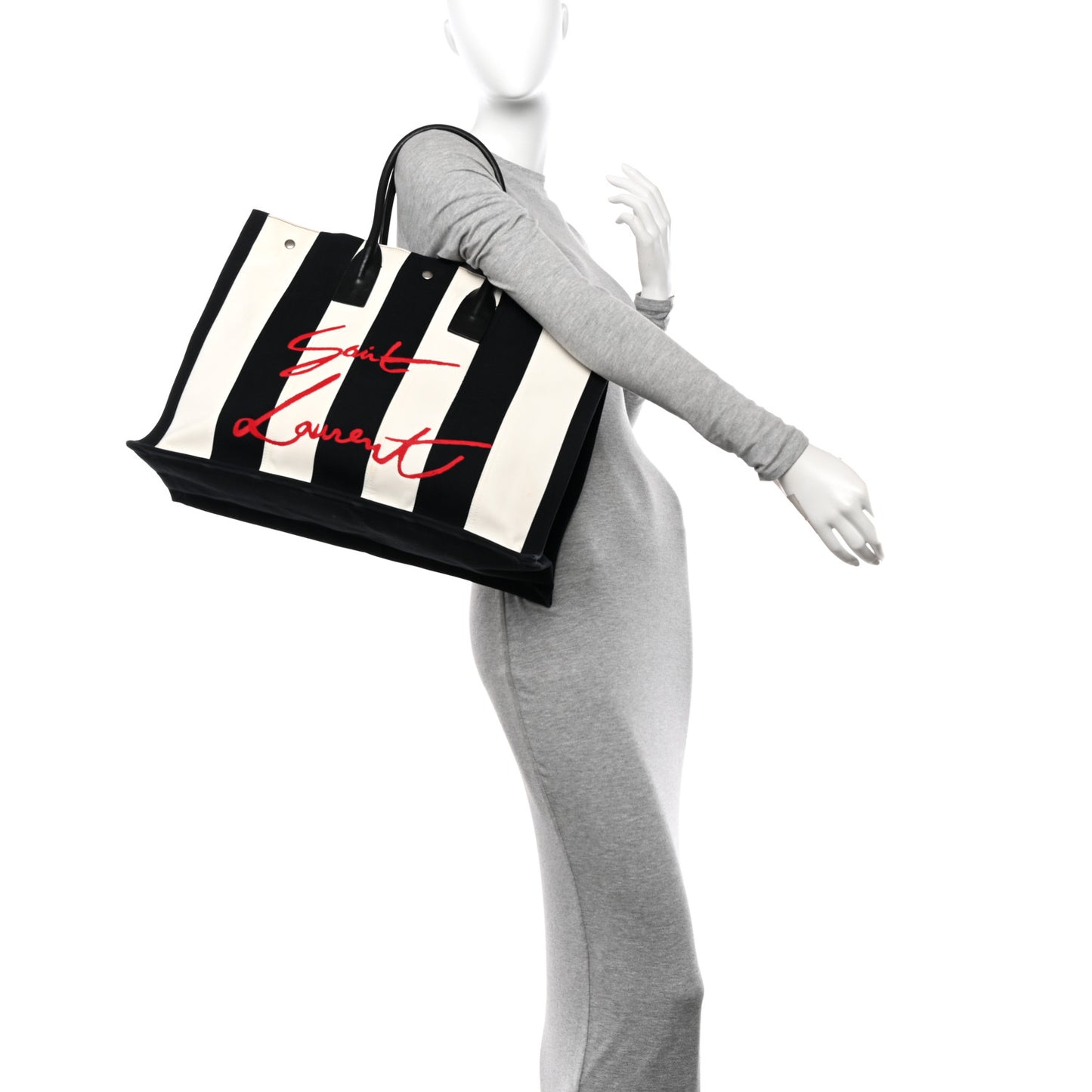 Canvas Noe Striped Tote Black White