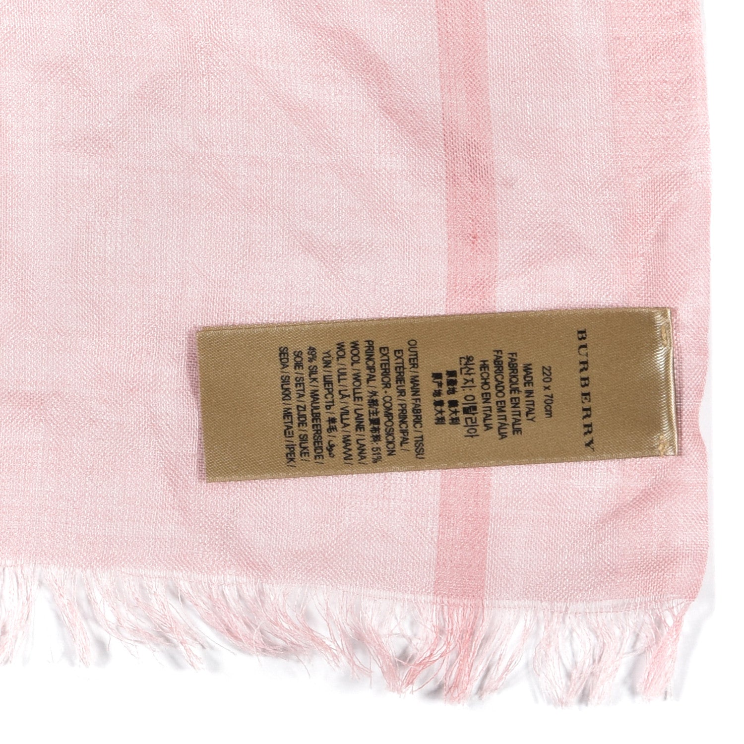 Burberry Wool Silk Gauze Giant Check Scarf Alabaster Pink 5 of 5