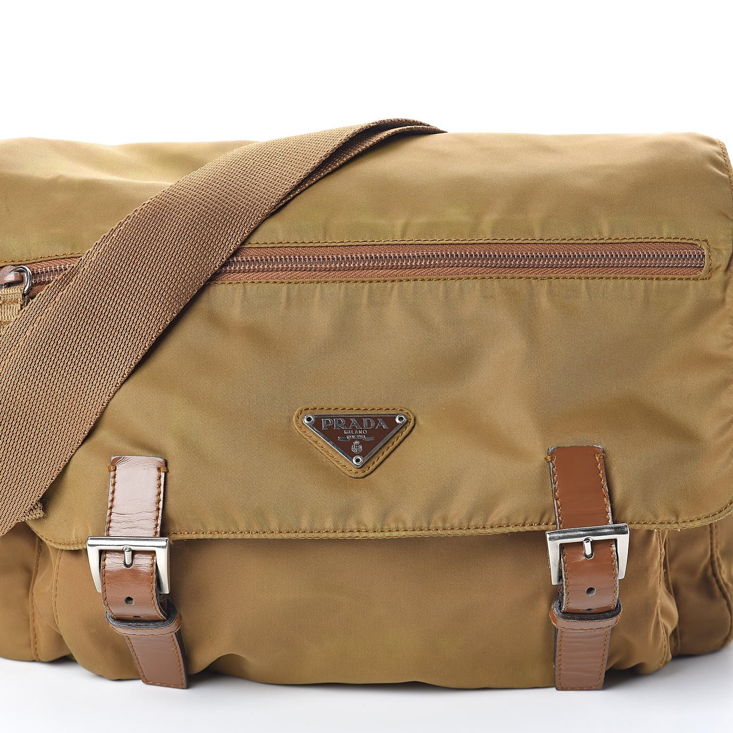 Tessuto Nylon Vela Sport Messenger Bag Brown