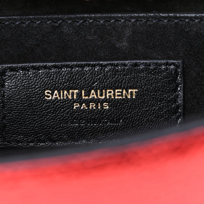 Saint Laurent Metallic Calfskin Small Classic Monogram Kate Satchel Red 6 of 8