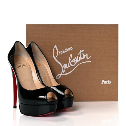 Christian Louboutin Patent Lady Peep 150 Pumps 37 Black 8 of 8