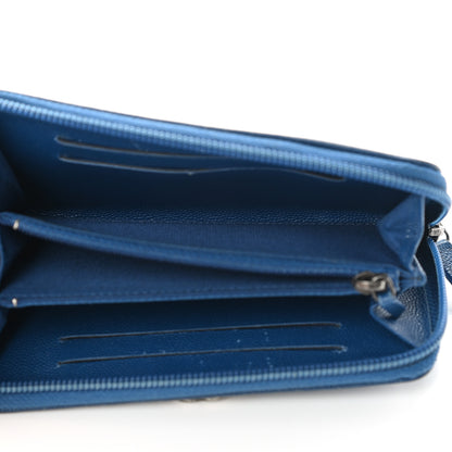Chanel Caviar Quilted Boy Small Zip Around Wallet Blue 5 of 18