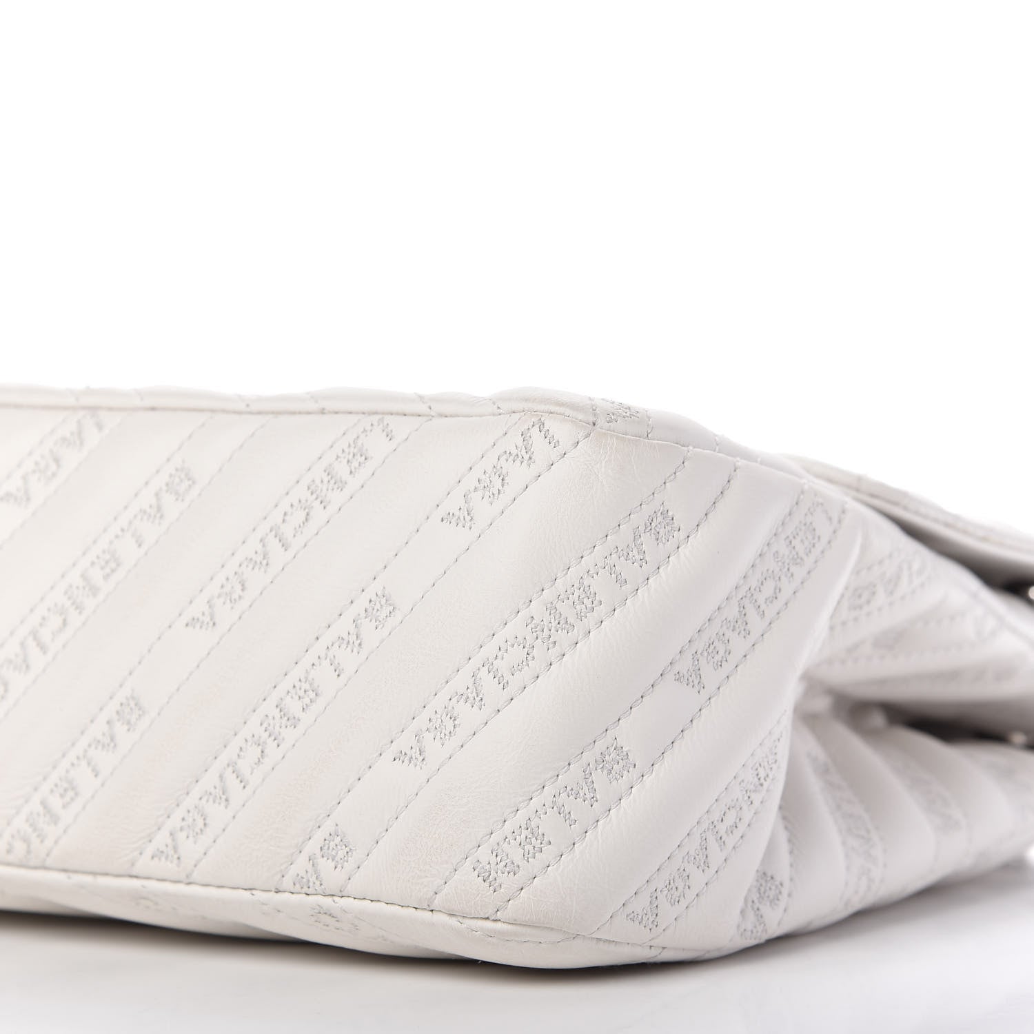 Balenciaga Calfskin Logo Matelasse Large BB Flap Chain Shoulder Bag White 7 of 12