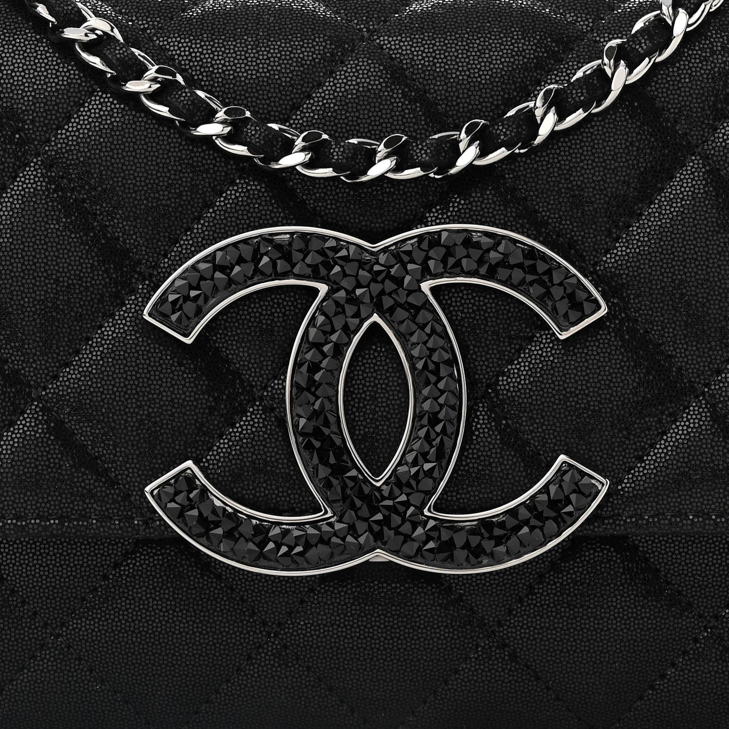 Chanel Iridescent Caviar Crystal Quilted Wallet On Chain WOC Black 8 of 10