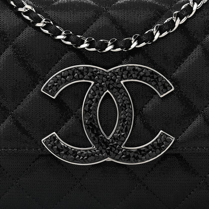 Chanel Iridescent Caviar Crystal Quilted Wallet On Chain WOC Black 8 of 10