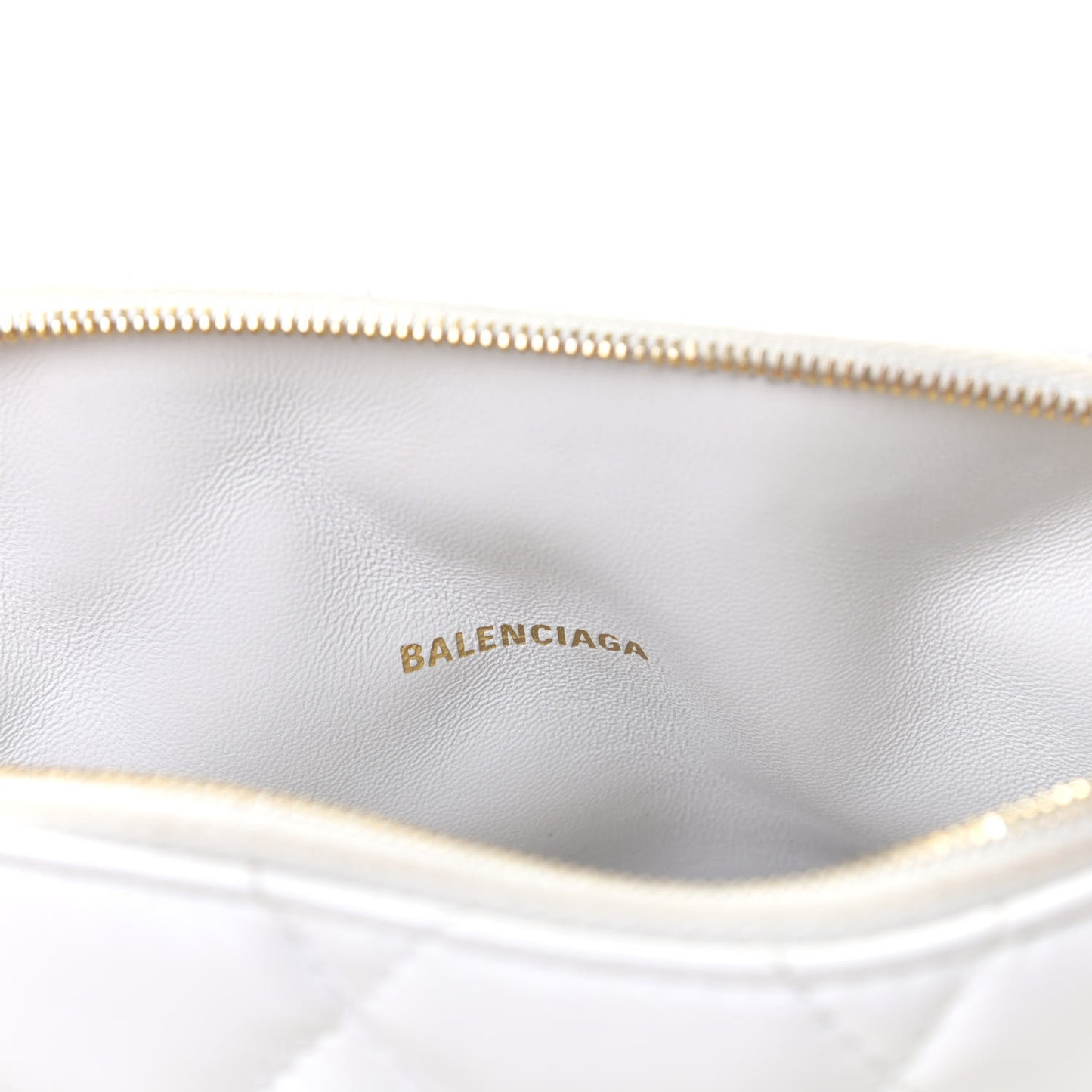 Nappa Calfskin Quilted Touch B Camera Shoulder Bag White