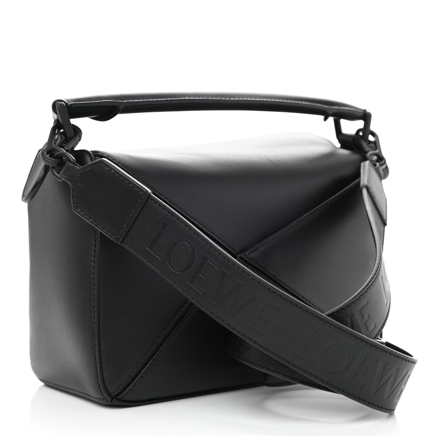 Satin Calfskin Small Puzzle Bag Black